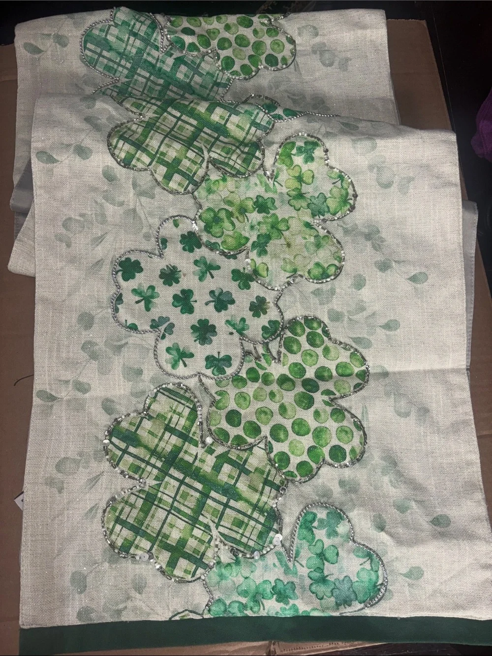 Green Shamrock Appliqué Table Runner
